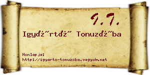 Igyártó Tonuzóba névjegykártya